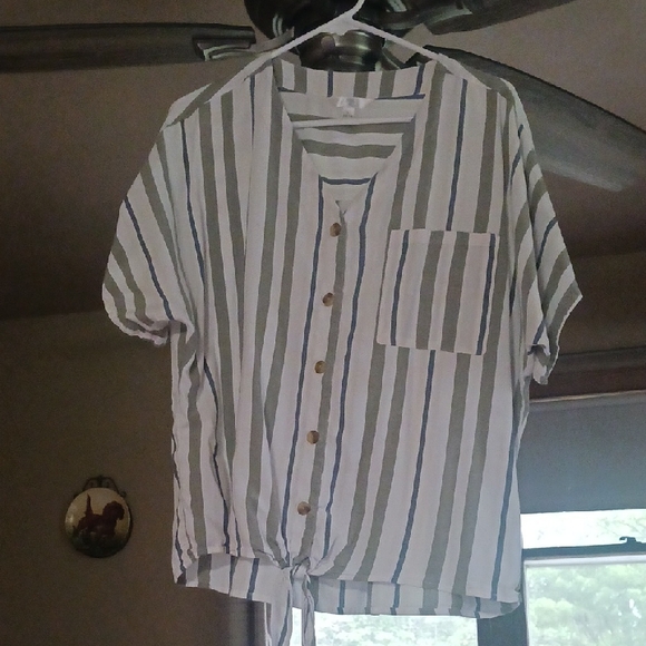 Olive Stripe Top - Picture 1 of 6